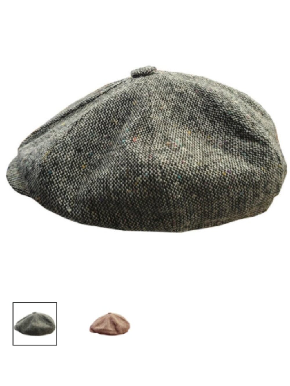Gray Capas Tweed Wool Newsboy / BakerBoy Style Cap - (Large;  59 mm,  7 3/8)